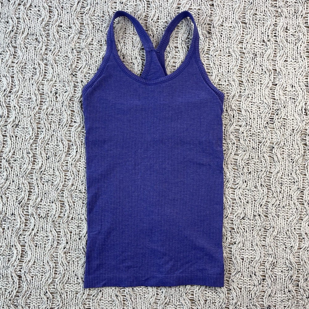 Lululemon Tank Top Womens 6 Heathered Blue-Violet Nylon Lycra Blend Ribbed Knit